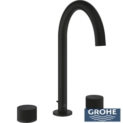 Grohe - Grohe Atrio Private Collection 3 Delikli Ankastre Lavabo Bataryası, Sifon Kumandalı (L-Boy), Hayalet Siyah
