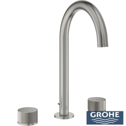 Grohe - Grohe Atrio Private Collection 3 Delikli Ankastre Lavabo Bataryası, Sifon Kumandalı (L-Boy), Saten Çelik