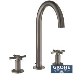 Grohe - Grohe Atrio 3 Delikli Ankastre Lavabo Bataryası (4 Çubuklu Volan) L-Boy, Saten Grafit