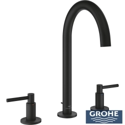 Grohe - Grohe Atrio 3 Delikli Ankastre Lavabo Bataryası, Sifon Kumandalı, Hayalet Siyah