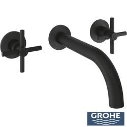 Grohe - Grohe Atrio 3 Delikli Duvardan Ankastre Lavabo Bataryası (Sıva Üstü Grubu), Hayalet Siyah