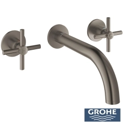 Grohe - Grohe Atrio 3 Delikli Duvardan Ankastre Lavabo Bataryası (Sıva Üstü Grubu), Saten Grafit