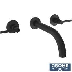 Grohe - Grohe Atrio 3 Delikli Duvardan Ankastre Lavabo Bataryası (Sıva Üstü Grubu), Hayalet Siyah