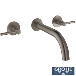 Grohe - Grohe Atrio 3 Delikli Duvardan Ankastre Lavabo Bataryası (Sıva Üstü Grubu), Saten Grafit