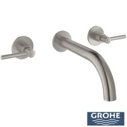 Grohe - Grohe Atrio 3 Delikli Duvardan Ankastre Lavabo Bataryası (Sıva Üstü Grubu), Saten Çelik