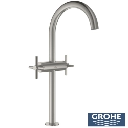 Grohe - Grohe Atrio Tezgah Üstü Lavabo Bataryası, Sifon Kumandalı, Saten Çelik