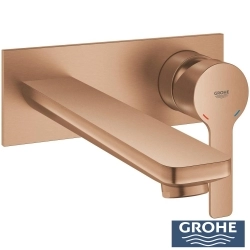 Grohe - Grohe Lineare Ankastre 2 Delikli Lavabo Bataryası (Sıva Üstü Grubu), Fırçalı Bakır