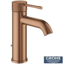 Grohe - Grohe Essence New Lavabo Bataryası, Sifon Kumandalı, İşlenmiş Fırçalı Bakır