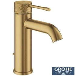 Grohe - Grohe Essence New Lavabo Bataryası, Sifon Kumandalı, İşlenmiş Fırçalı Altın