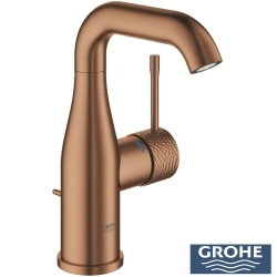 Grohe - Grohe Essence New Lavabo Bataryası, Sifon Kumandalı, İşlenmiş Fırçalı Bakır