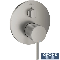 Grohe - Grohe Atrio Ankastre Banyo/Duş Bataryası (Sıva Üstü Grubu), 3 Yollu, Saten Çelik