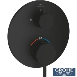 Grohe - Grohe Atrio Termostatik Banyo/Duş Bataryası (Sıva Üstü Grubu), 2 Yollu, Hayalet Siyah