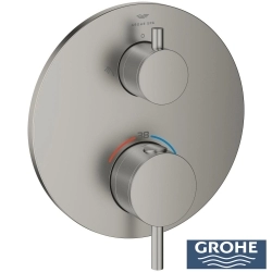Grohe - Grohe Atrio Termostatik Banyo/Duş Bataryası (Sıva Üstü Grubu), 2 Yollu, Saten Çelik