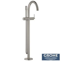 Grohe - Grohe Atrio Tek Yerden Küvet Bataryası (Sıva Üstü Grubu), Saten Çelik - 24368MS0