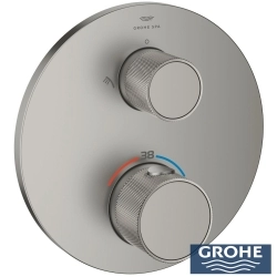 Grohe - Grohe Atrio Private Collection Ankastre Termostatik Banyo Bataryası (2 Yollu, Sıva Üstü Grubu), Saten Çelik