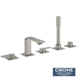 Grohe - Grohe Allure 5 Delikli Ankastre Küvet Bataryası, Saten Çelik - 25221MS1