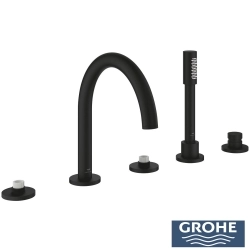 Grohe - Grohe Atrio Private Collection 5 Delikli Ankastre Küvet Bataryası (Sıva Üstü Grubu), Hayalet Siyah - 25224KF0
