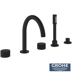 Grohe - Grohe Atrio Private Collection 5 Delikli Ankastre Küvet Bataryası (Sıva Üstü Grubu), Hayalet Siyah - 25226KF0