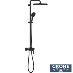 Grohe - Grohe Tempesta System 250 Cube Kare Tepe Duşlu Duvara Monte Duş Bataryalı Duş Kolonu, Mat Siyah