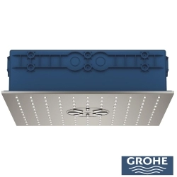 Grohe - Grohe Rainshower Aqua Duo Ankastre Tepe Duşu, 2 Akışlı, Saten Çelik (Sıva Altı Dahil)