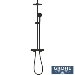 Grohe - Grohe Tempesta System 210 Duvara Monte Termostatik Duş Bataryalı Duş Kolonu, Mat Siyah