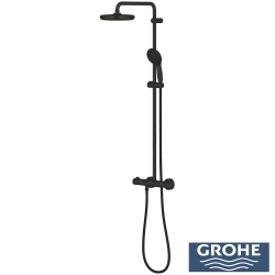 Grohe - Grohe Tempesta System 210 Duvara Monte Termostatik Duş Bataryalı Duş Kolonu, Mat Siyah
