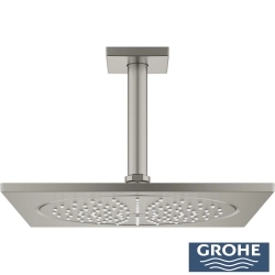 Grohe - Grohe Rainshower Aqua Tavandan Tepe Duşu Seti, Tek Fonksiyonlu, 142 mm, Saten Çelik