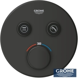Grohe - Grohe Grohtherm SmartControl Ankastre Termostatik Banyo Bataryası, Çift Valfli Akış Kontrollü (Sıva Üstü Grubu), Mat Siyah