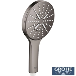 Grohe - Grohe Grohtherm 2 Yollu SmartControl Ankastre Termostatik Banyo Bataryası, Yuvarlak Tepe ve El Duşu Seti, Sert Grafit
