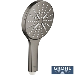 Grohe - Grohe Grohtherm 2 Yollu SmartControl Ankastre Termostatik Banyo Bataryası, Yuvarlak Tepe ve El Duşu Seti, Fırçalı Sert Grafit