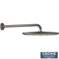 Grohe - Grohe Grohtherm 2 Yollu SmartControl Ankastre Termostatik Banyo Bataryası, Yuvarlak Tepe ve El Duşu Seti, Fırçalı Sert Grafit