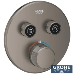 Grohe - Grohe Grohtherm SmartControl Ankastre Termostatik Banyo Bataryası, Çift Valfli Akış Kontrollü (Sıva Üstü Grubu), Saten Grafit