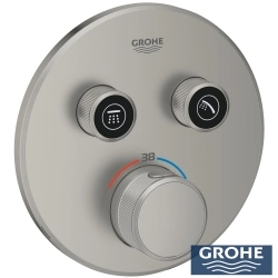 Grohe - Grohe Grohtherm SmartControl Ankastre Termostatik Banyo Bataryası, Çift Valfli Akış Kontrollü (Sıva Üstü Grubu), Saten Çelik