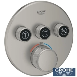 Grohe - Grohe Grohtherm SmartControl Ankastre Termostatik Banyo/Duş Bataryası (Sıva Üstü Grubu), 3 Yollu, Saten Çelik