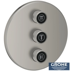 Grohe - Grohe SmartControl Akış Kontrollü Ankastre Yönlendirici (3 Yollu, Sıva Üstü Grubu), Saten Çelik