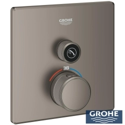 Grohe - Grohe Grohtherm SmartControl Akış Kontrollü Ankastre Termostatik Duş Bataryası (Tek Yollu, Sıva Üstü Grubu), Saten Grafit - 29123MG0