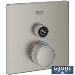 Grohe - Grohe Grohtherm SmartControl Akış Kontrollü Ankastre Termostatik Duş Bataryası (Tek Yollu, Sıva Üstü Grubu), Saten Çelik - 29123MS0