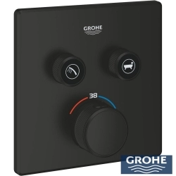 Grohe - Grohe Grohtherm SmartControl Akış Kontrollü Ankastre Termostatik Banyo Bataryası (2 Yollu, Sıva Üstü Grubu), Mat Siyah - 291242430