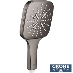 Grohe - Grohe Grohtherm 2 Yollu SmartControl Ankastre Termostatik Banyo Bataryası, Kare Tepe ve El Duşu Seti, Sert Grafit