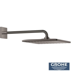 Grohe - Grohe Grohtherm 2 Yollu SmartControl Ankastre Termostatik Banyo Bataryası, Kare Tepe ve El Duşu Seti, Sert Grafit
