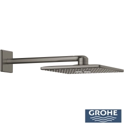 Grohe - Grohe Grohtherm 2 Yollu SmartControl Ankastre Termostatik Banyo Bataryası ve Kare Tepe Duşu Seti, Fırçalı Sert Grafit