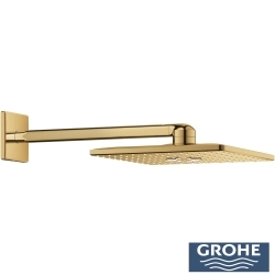Grohe - Grohe Grohtherm 2 Yollu SmartControl Ankastre Termostatik Banyo Bataryası ve Kare Tepe Duşu Seti, Altın