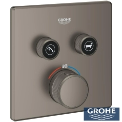 Grohe - Grohe Grohtherm SmartControl Akış Kontrollü Ankastre Termostatik Banyo Bataryası (2 Yollu, Sıva Üstü Grubu), Saten Grafit