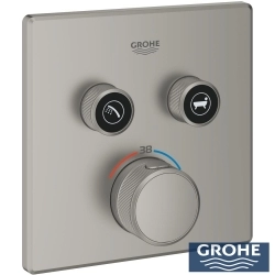 Grohe - Grohe Grohtherm SmartControl Akış Kontrollü Ankastre Termostatik Banyo Bataryası (2 Yollu, Sıva Üstü Grubu), Saten Çelik
