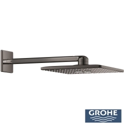 Grohe - Grohe Grohtherm 3 Yollu SmartControl Ankastre Termostatik Banyo Bataryası, Kare Tepe ve El Duşu Seti, Sert Grafit