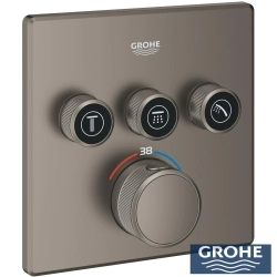 Grohe - Grohe Grohtherm SmartControl Akış Kontrollü Ankastre Termostatik Banyo Bataryası (3 Yollu, Sıva Üstü Grubu), Saten Grafit