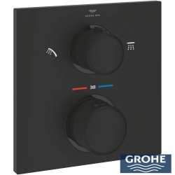 Grohe - Grohe Allure Termostatik Ankastre Banyo ve Duş Bataryası (Sıva Üstü Grubu), 2 Yollu, Hayalet Siyah
