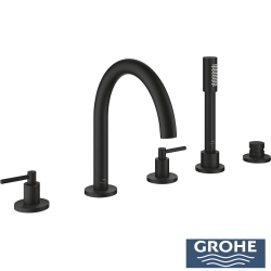 Grohe - Grohe Atrio 5 Delikli Ankastre Küvet Bataryası (Sıva Üstü Grubu), Hayalet Siyah - 29407KF0