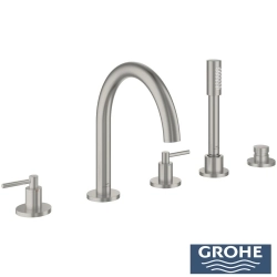 Grohe - Grohe Atrio 5 Delikli Ankastre Küvet Bataryası (Sıva Üstü Grubu), Saten Çelik - 29407MS0