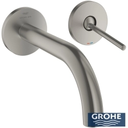 Grohe - Grohe Atrio 2 Delikli Ankastre Lavabo Bataryası, (Sıva Üstü Grubu), Saten Çelik